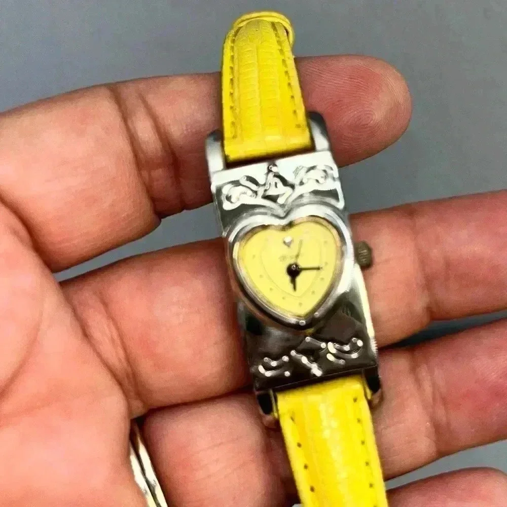 Brighton watch Santa Paula rare yellow w metal box *needs new battery